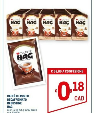 Metro Caffè classico decaffeinato in bustine offerta