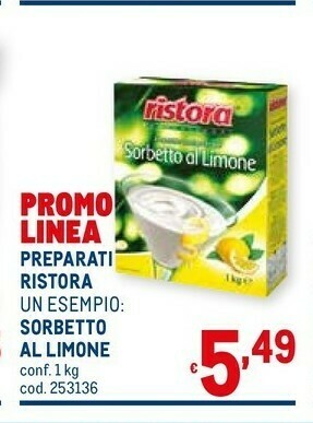 Metro Preparato zuccherato per sorbetto al limone 1000 g(ml) offerta
