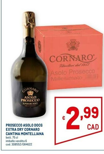 Metro Cantina montelliana prosecco asolo docg extra dry cornaro offerta