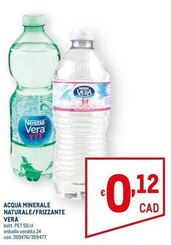 Metro Acqua vera naturale 500 g(ml) offerta