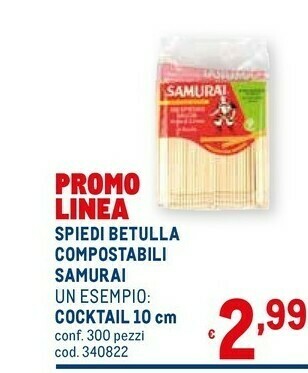 Samurai spiedi betulla compostabili
