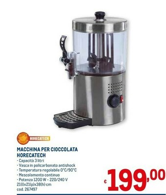 Horecatech macchina per cioccolata 3000 ml