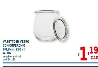 Metro Weck vasetto in vetro con coperchio 220 ml offerta