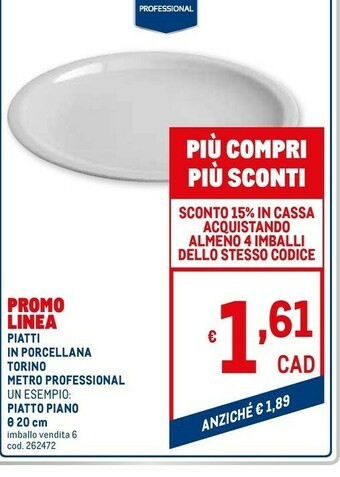 Metro Piatti in porcellana torino metro professional offerta