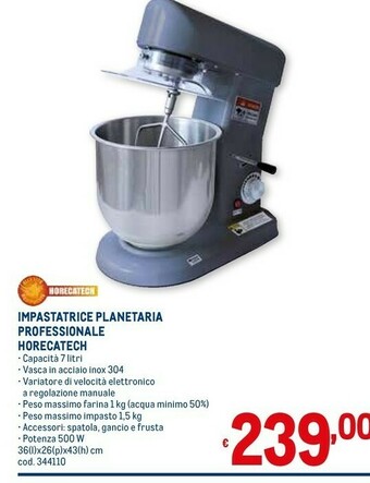 Metro Horecatech impastatrice planetaria professionale 7 l offerta