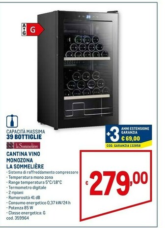 Metro Cantina vino monozona la sommelière offerta