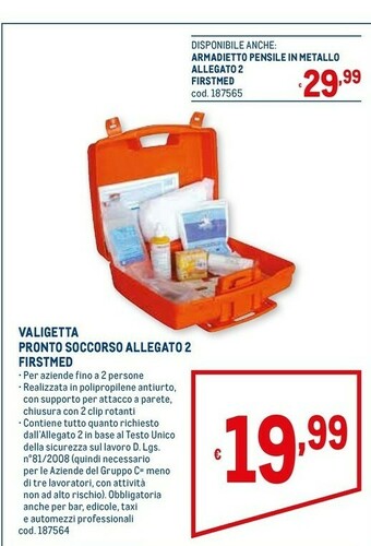 Metro Valigetta pronto soccorso allegato 2 firstmed offerta