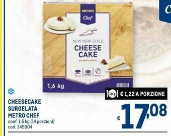 Metro Cheesecake surgelata offerta