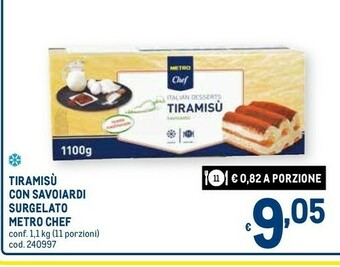 Metro Tiramisu con savoiardi surgelato offerta