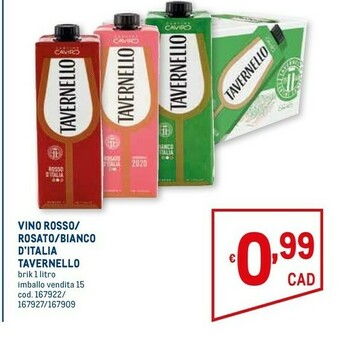 Metro Vino rosso d'italia 1000 g(ml) offerta