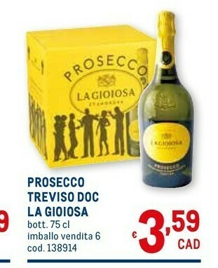 Metro Valdobbiadene prosecco superiore docg 750 g(ml) offerta