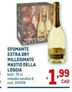Metro Mastio della loggia spumante extra dry offerta