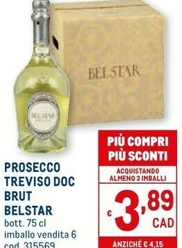 Metro Belstar prosecco treviso doc brut offerta