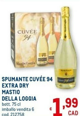 Metro Mastio della loggia spumante cuvée extra dry offerta