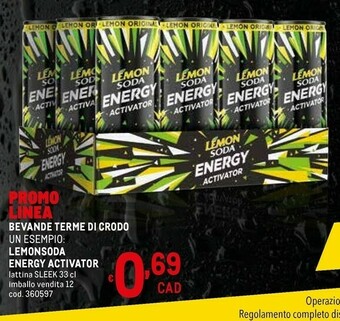 Metro Lemon soda - energy activator zero 330 g(ml) offerta