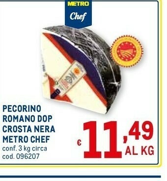 Metro Pecorino romano dop crosta nera offerta