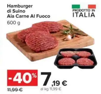 Carrefour Hamburger di Suino Aia Carne Al Fuoco 600 g offerta