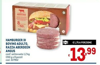 Metro Razza aberdeen angus hamburger di bovino adulto offerta