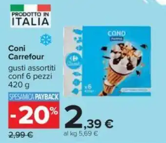 Carrefour Coni Carrefour gusti assortiti conf 6 pezzi 420 g offerta