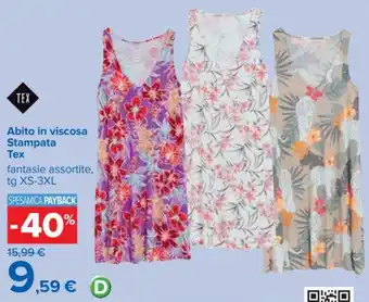 Carrefour Abito in viscosa Stampata Tex fantasie assortite, tg XS-3XL offerta