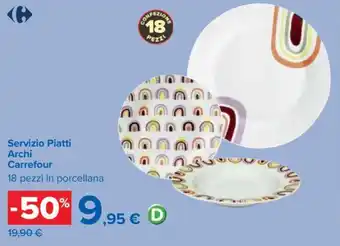 Carrefour Servizio Piatti Archi Carrefour 18 pezzi in porcellana offerta