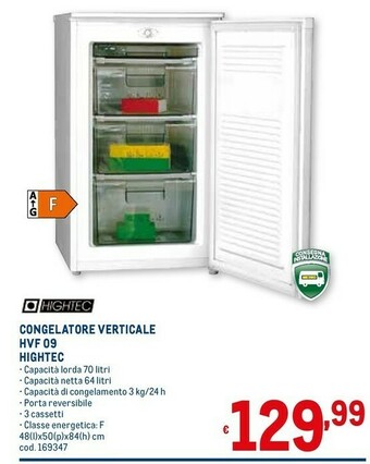 Metro Hightec congelatore verticale hvf 09 offerta