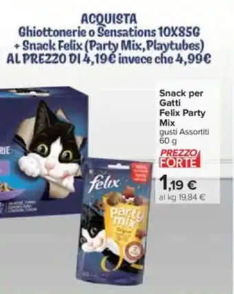 Carrefour Snack per Gatti Felix Party Mix gusti Assortiti 60 g offerta