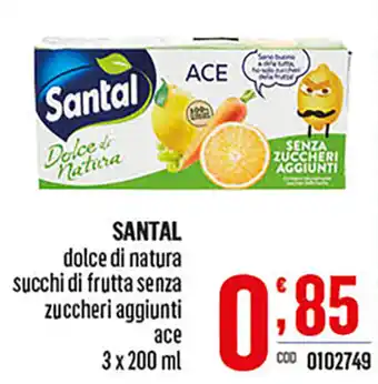 Gruppo di Palo SANTAL dolce di natura succhi di frutta senza zuccheri aggiunti ace 3 x 200 ml offerta