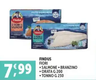 Deco Supermercati FINDUS FIORI SALMONE - BRANZINO - ORATA G 200 - TONNO G 230 offerta