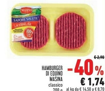 Conad Masina - sapore salute hamburger di equino classico 200 g(ml) offerta