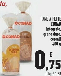 Conad Conad pane a fette integrale 400 g offerta
