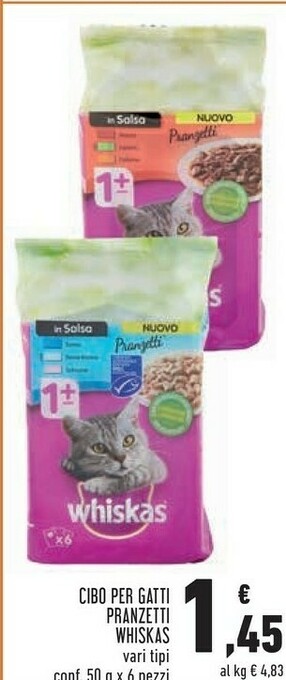 Conad Pranzetti cibo per gatti whiskas offerta