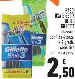 Conad Gillette rasoi usa e getta blue3 offerta
