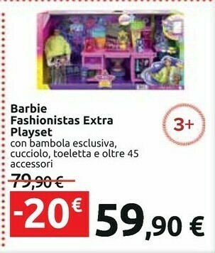 Carrefour Barbie fashionistas extra playset offerta