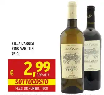 Gecop VILLA CARRISI VINO VARI TIPI 75 CL offerta