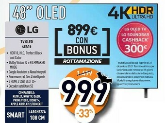 Unieuro Tv oled 48a16 offerta