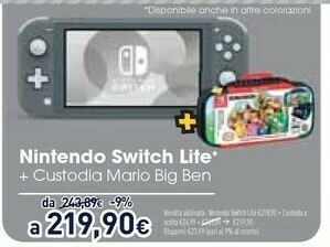Unieuro Switch lite + custodia mario big ben offerta