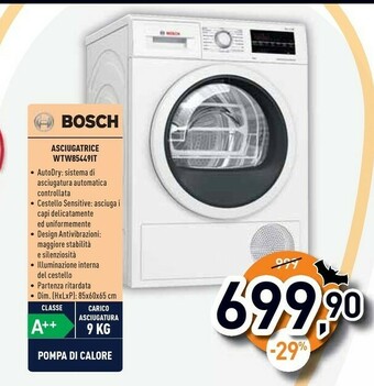 Unieuro Serie 6 wtw85449it asciugatrice libera installazione caricamento frontale bianco 9 kg a++ offerta