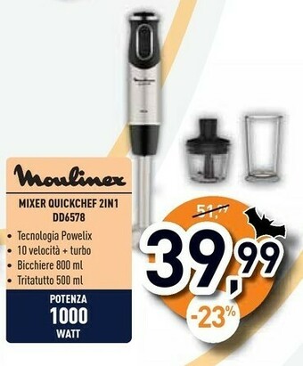 Unieuro Moulinex dd6578 quickchef 2in1 frullatore a immersione, tecnologia powelix offerta