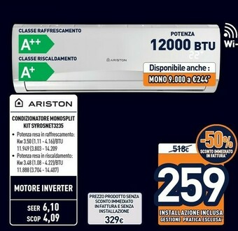 Unieuro Condizionatore monosplit kit syrosnet3235 offerta