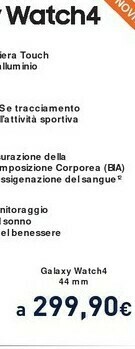 Unieuro Galaxy watch4 3,56 cm (1.4") 44 mm samoled nero gps (satellitare) offerta