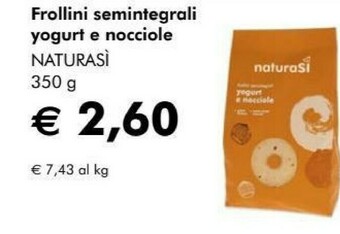 Natura si - frollini semintegrali yogurt e nocciole 350 g(ml)