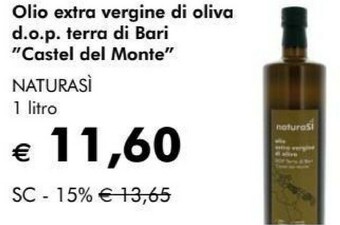 NaturaSì Naturasi olio extra vergine di oliva dop terra di bari castel del monte offerta