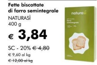 NaturaSì Natura si - fette biscottate di farro biologiche offerta