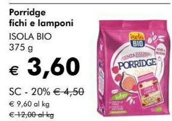 NaturaSì Porridge fichi e lamponi offerta