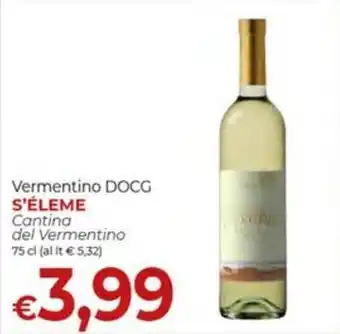 Supermercati Nonna Isa Vermentino DOCG S'ÉLEME Cantina del Vermentino 75 cl offerta