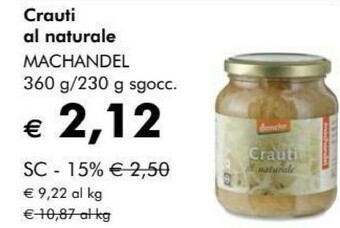 NaturaSì Machandel crauti al naturale offerta