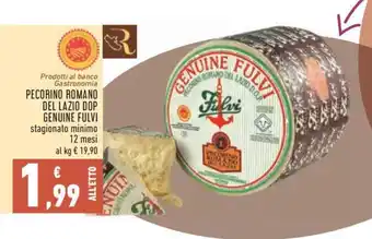 Conad PECORINO ROMANO DEL LAZIO DOP GENUINE FULVI stagionato minimo 12 mesi offerta