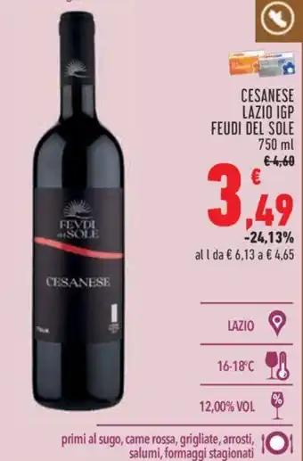 Conad CESANESE LAZIO IGP FEUDI DEL SOLE 750 ml offerta