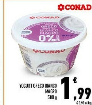 Conad Conad - yogurt greco autentico bianco magro 500 g(ml) offerta